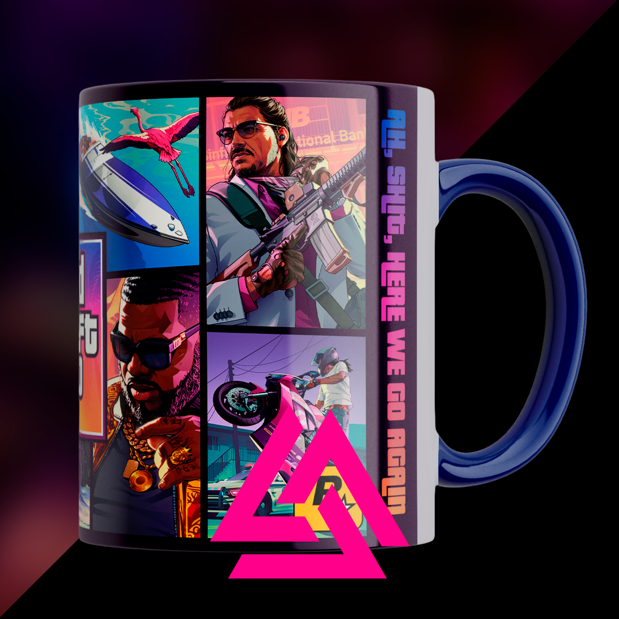 Foto da caneca gamer Mugstore com alça azul escuro